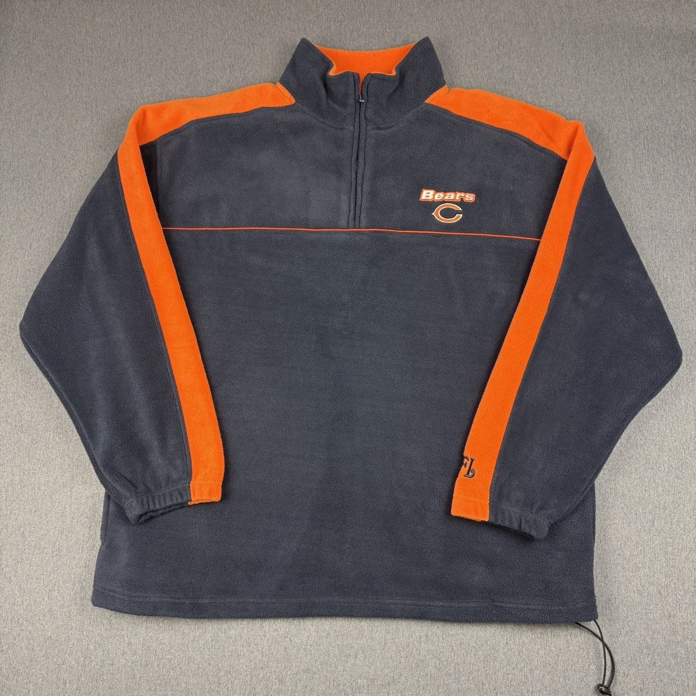 Chicago Bears NFL Apparel Fleece Quarter Zip Mens 3XL Blue Orange Logo Football